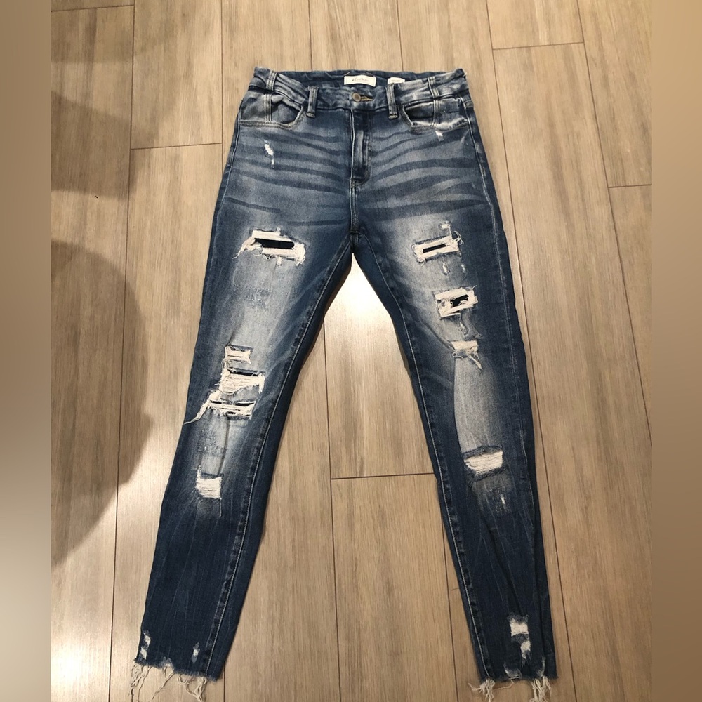 Kancan distressed skinny high rise jeans sz 28